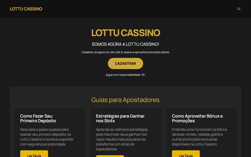 Print de lottu-cassino.com.br em 17/07/2026: título «SOMOS AGORA A LOTTU CASSINO!»